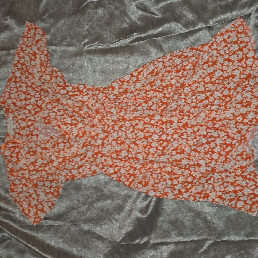 Monteau Orange Floral Midi Dress